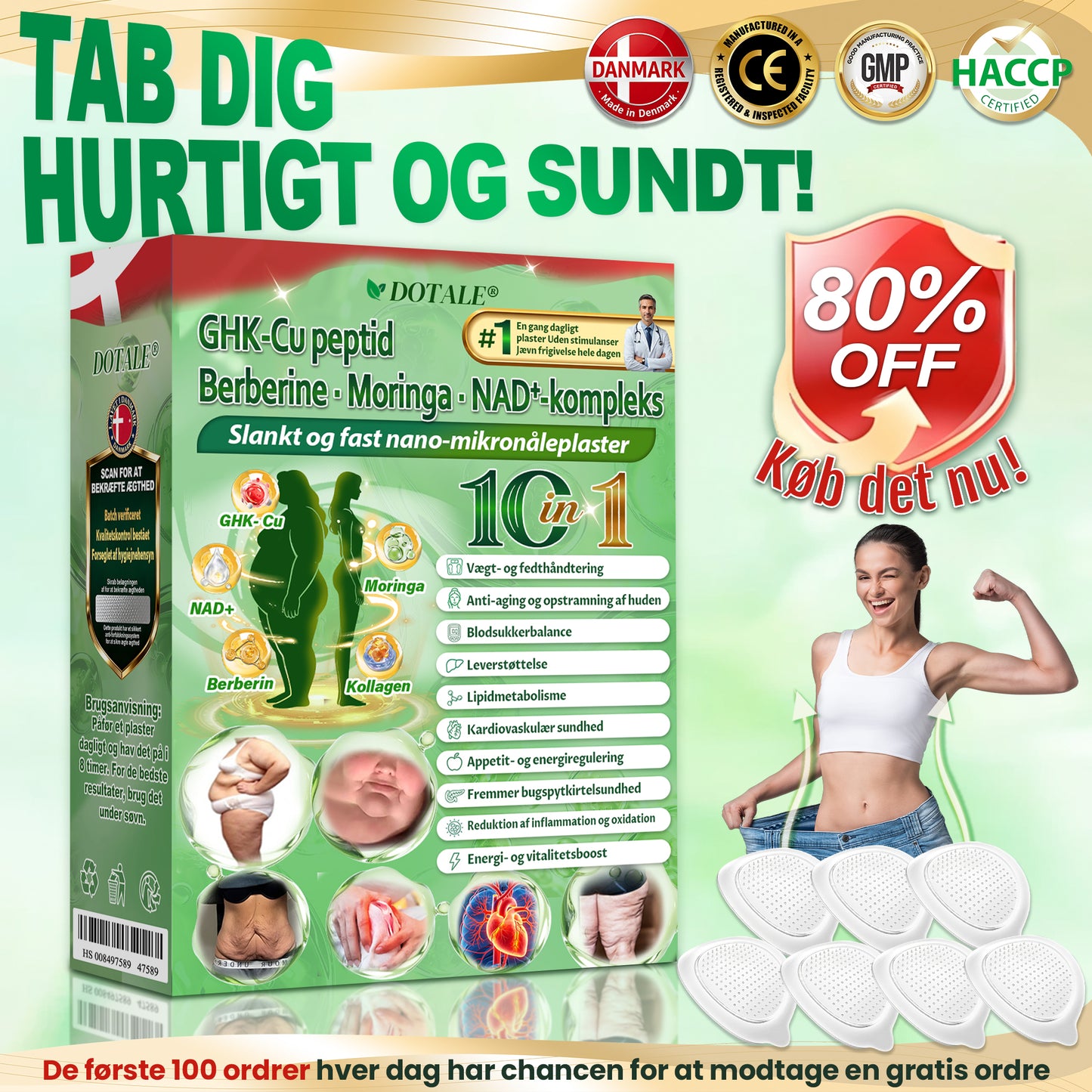 𝑫𝑶𝑻𝑨𝑳𝑬® NAD+ Moringa Berberine AMPK ⏰Support Nano Microneedle Patch 1 gang dagligt, synlige forandringer på 7 dage. Understøtter stofskifte, vægtkontrol, hjertesundhed, fedme, løs hud, diabetes, søvnapnø, ledproblemer m.m.