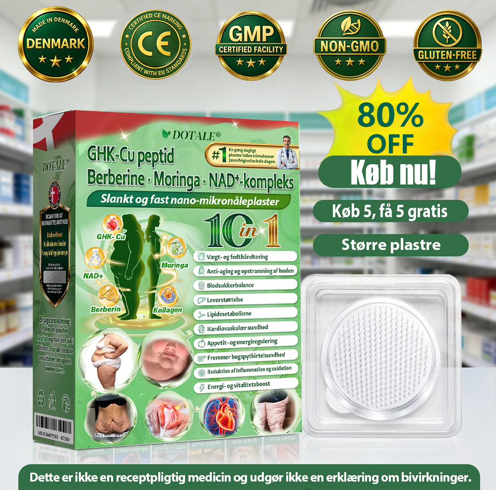 𝑫𝑶𝑻𝑨𝑳𝑬® NAD+ Moringa Berberine AMPK ⏰Support Nano Microneedle Patch 1 gang dagligt, synlige forandringer på 7 dage. Understøtter stofskifte, vægtkontrol, hjertesundhed, fedme, løs hud, diabetes, søvnapnø, ledproblemer m.m.