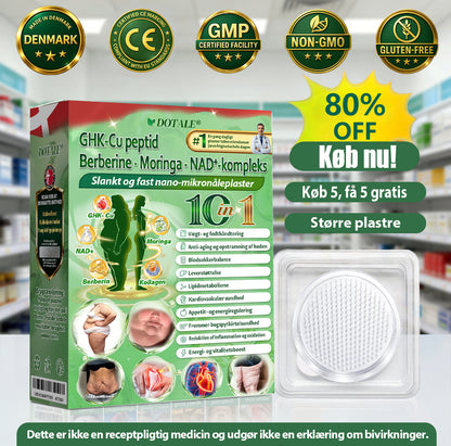 𝑫𝑶𝑻𝑨𝑳𝑬® NAD+ Moringa Berberine AMPK ⏰Support Nano Microneedle Patch 1 gang dagligt, synlige forandringer på 7 dage. Understøtter stofskifte, vægtkontrol, hjertesundhed, fedme, løs hud, diabetes, søvnapnø, ledproblemer m.m.
